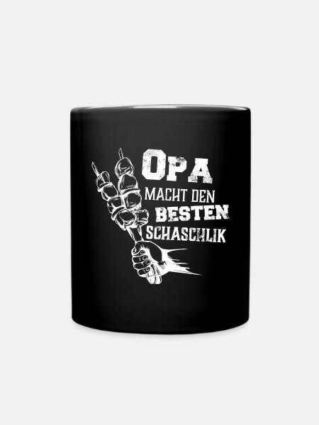 Opa macht den besten Schaschlik Grill Geschenk - Tasse einfarbig - Schwarz