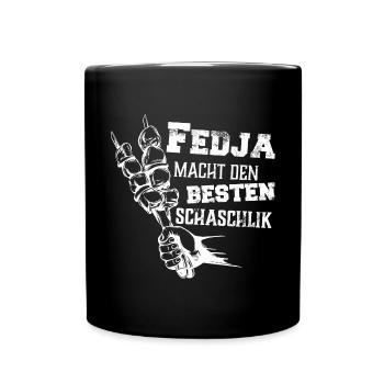 Fedja Schaschlik Mangal Geschenk Geschenkidee Russ - Tasse einfarbig - Schwarz - Vorne