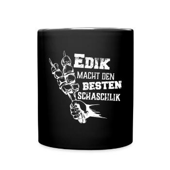 Edik macht den besten Schaschlik Grill Geschenk - Tasse einfarbig - Schwarz - Vorne