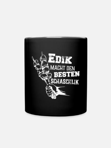 Edik macht den besten Schaschlik Grill Geschenk - Tasse einfarbig - Schwarz