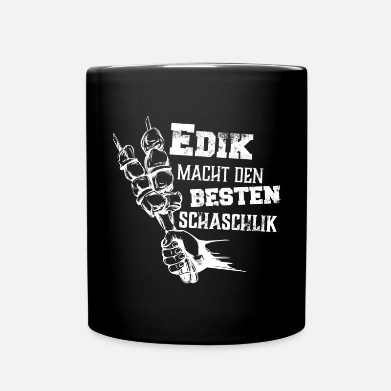 Edik macht den besten Schaschlik Grill Geschenk - Tasse einfarbig - Schwarz