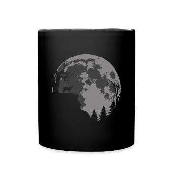 Silhouette de la lune du lévrier irlandais - Mug uni - noir - Devant