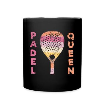Padel Paddel Tennis Sport Königin Herz I Geschenk - Tasse einfarbig - Schwarz - Vorne
