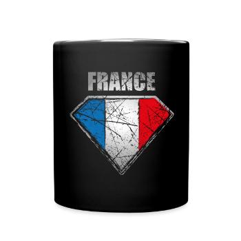 France Superhero Flag Vintage Retro Symbol - Full Colour Mug - black - Front