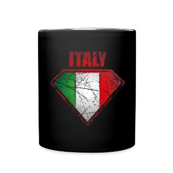 italien Superheld Flagge Vintage Retro Symbol - Tasse einfarbig - Schwarz - Vorne