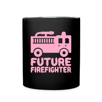 Futur pompier Camion de pompier Baby Girl Pink - Mug uni - noir - Devant