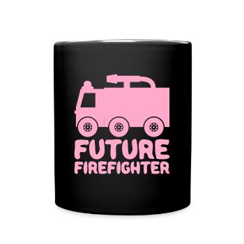 Futur pompier Camion de pompier Baby Girl Pink - Mug uni - noir - Devant