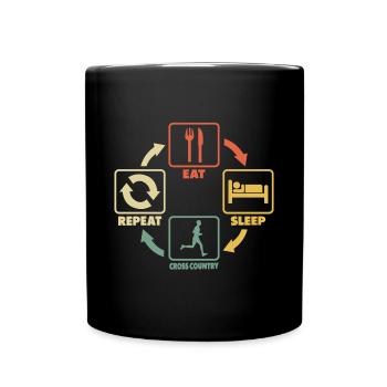 Cross Country Running Eat Sleep Saying Funny - Full Colour Mug - black - Front