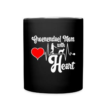 Groenendael Belgian Shepherd Mom Mama Herzschlag - Tasse einfarbig - Schwarz - Vorne