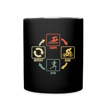 Triathlon Swim Bike Run funny funny saying - Full Colour Mug - black - Front