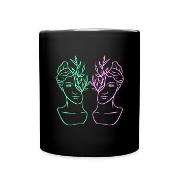 Double Roman statue neon black background - Full Colour Mug - black - Front