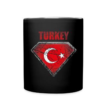 Turkey Superhero Flag Vintage Doorkiye - Full Colour Mug - black - Front