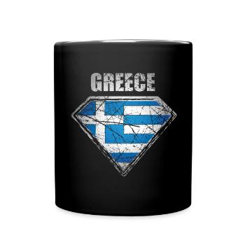 Greece Superhero Flag Greek Symbol - Full Colour Mug - black - Front