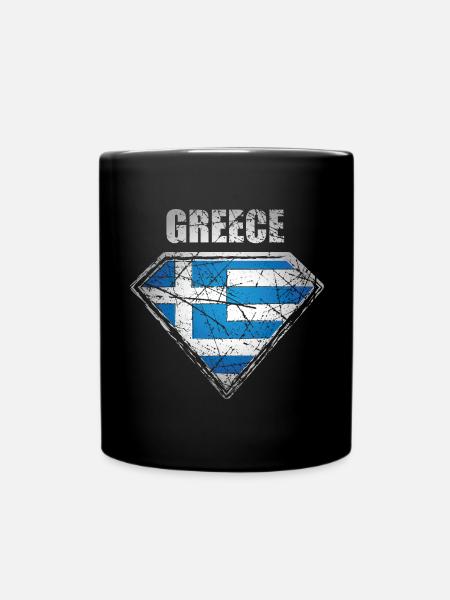 Griechenland Superheld Flagge griechisches Symbol - Tasse einfarbig - Schwarz