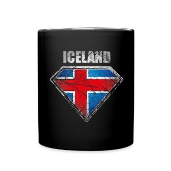 Iceland Superhero Flag Retro Icelandic Symbol - Full Colour Mug - black - Front