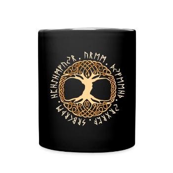 Yggdrasil Nordischer Wikinger-Weltenbaum - Tasse einfarbig - Schwarz - Vorne