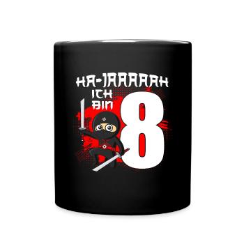 Ich Bin Schon 8 Ninja Junge 8 Jahre 8. Geburtstag - Tasse einfarbig - Schwarz - Vorne