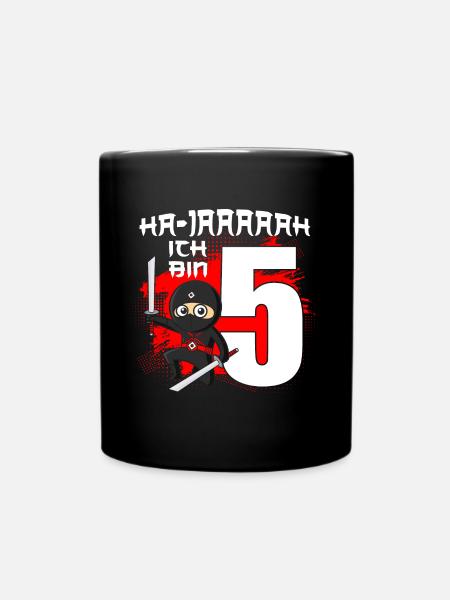 Ich Bin Schon 5 Ninja Junge 5 Jahre 5. Geburtstag - Tasse einfarbig - Schwarz