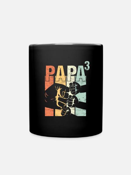 Papa Vater von 3 drittes Drei Kind Baby Kindern - Tasse einfarbig - Schwarz