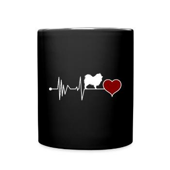 German Wolfsspitz Spitz Keeshond Heartbeat - Full Colour Mug - black - Front