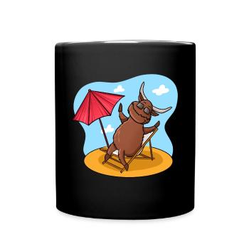 Highland Cow Beach - Full Colour Mug - black - Front