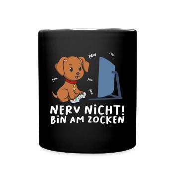 Bin am Zocken Gaming Labrador Hund - Tasse einfarbig - Schwarz - Vorne