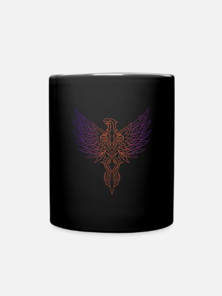 Raven Viking multicolor line art - Full Colour Mug - black