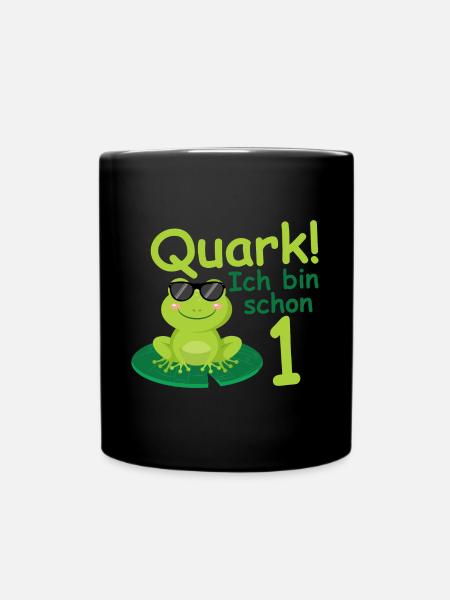 Geburtstagsshirt 1 jahr Frosch baby Mädchen Junge - Tasse einfarbig - Schwarz