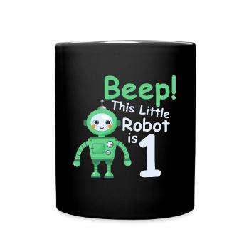 Birthday Shirt 1 Year Robot baby Boy Girls - Full Colour Mug - black - Front