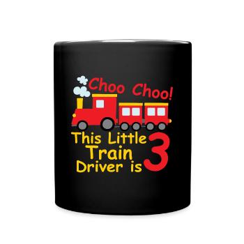 Geburtstagsshirt 3 jahr Eisenbahn Lok Baby Junge - Tasse einfarbig - Schwarz - Vorne