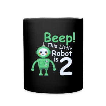 Birthday Shirt 2 Year Robot Baby Boy Girls - Full Colour Mug - black - Front