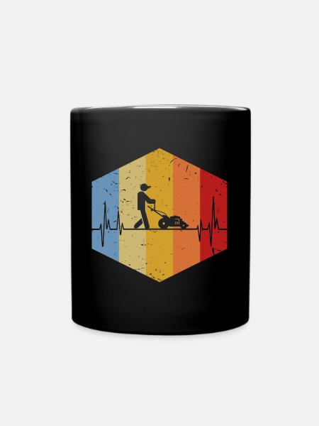 Tondeuse à gazon Vintage Heartbeat Jardinier jardinier - Mug uni - noir