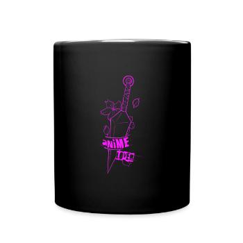 Anime Lover, kunai rose line art and floral comp. - Full Colour Mug - black - Front