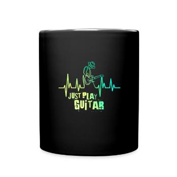 Spielen Sie einfach den Gitarren-Herzschlag - Tasse einfarbig - Schwarz - Vorne