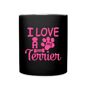 Norwich Terrier Dog Mama Mom I Love my Pink - Full Colour Mug - black - Front