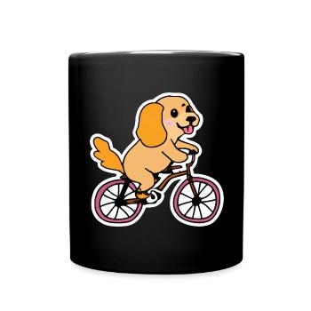 Golden Retriever Bicycle Dog Gift Puppy - Full Colour Mug - black - Front
