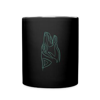Tête de loup one line - Mug uni - noir - Devant
