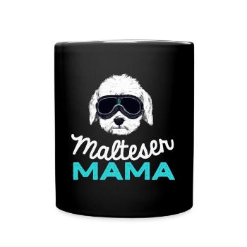 Malteser Mama Vintage Hund Geschenk Malteser - Tasse einfarbig - Schwarz - Vorne