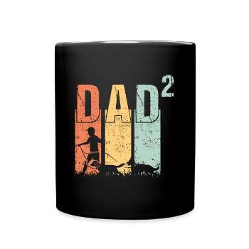 Chien Papa Papa Papa Père avec 2 chiens deux chiens - Mug uni - noir - Devant