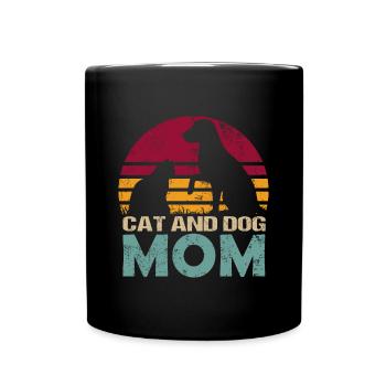 Chat && Chien Maman Maman Vintage - Mug uni - noir - Devant