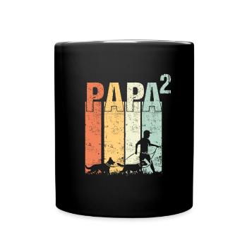 Hundepapa Dad Papa Vater mit 2 zwei Hunde Hunden - Tasse einfarbig - Schwarz - Vorne