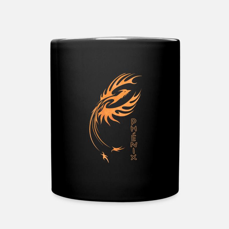 Phoenix, orangefarbener Feuervogel Logo Kunst - Tasse einfarbig - Schwarz