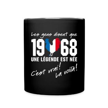 Né en 1968 - Coq aux couleurs françaises - Mug uni - noir - Devant