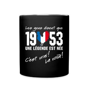 Né en 1953 - Coq aux couleurs françaises - Mug uni - noir - Devant
