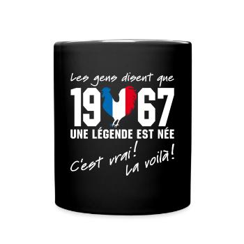 Né en 1967 - Coq aux couleurs françaises - Mug uni - noir - Devant