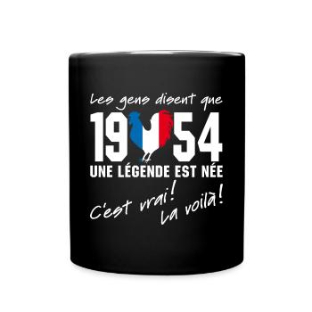 Né en 1954 - Coq aux couleurs françaises - Mug uni - noir - Devant