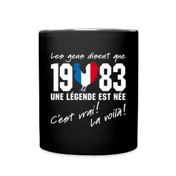 Né en 1983 - Coq aux couleurs françaises - Mug uni - noir - Devant