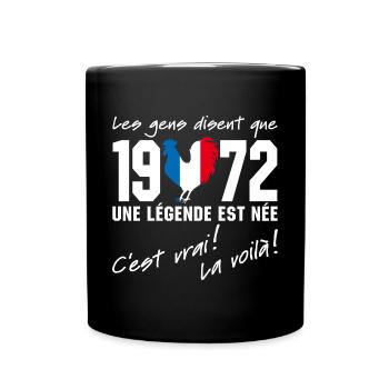 Né en 1972 - Coq aux couleurs françaises - Mug uni - noir - Devant