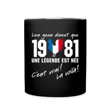 Né en 1981 - Coq aux couleurs françaises - Mug uni - noir - Devant