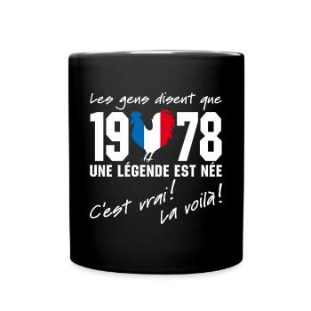 Né en 1978 - Coq aux couleurs françaises - Mug uni - noir - Devant